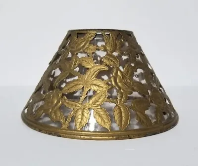 Antique Filigree Embossed Metal Sconce Lamp Light Shade Mica Victorian • $46.80