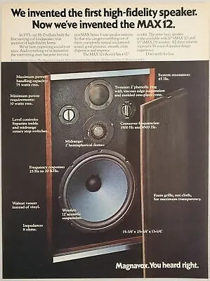 1973 Print Ad Magnavox MAX12 High Fidelity Speakers With 12  Woofer • $18.79