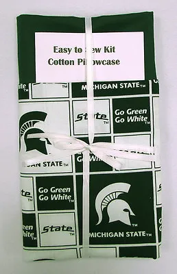 Easy To Sew Kit Cotton Pillowcase College Michigan State University MSU Spartans • $10.97
