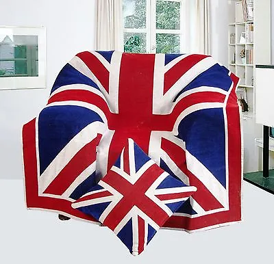 Large Union Jack Blanket Home Decor TV Lounge Armchair Sofa Bed Throw 125x150cm • £30.94