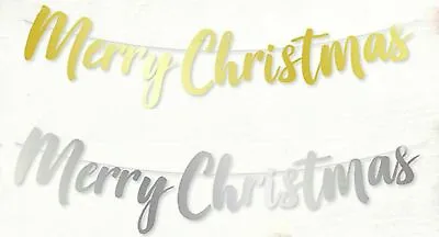 £1.99 • Buy Merry Christmas TYPOGRAPHY Banner Bunting Garland Hanging XMAS Party Decoration