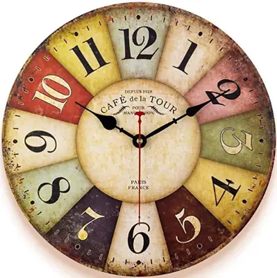 12 Inch Thick Wood Kitchen Wall Clock Retro Farmhouse Clocks For Living Room Dec • $45.55