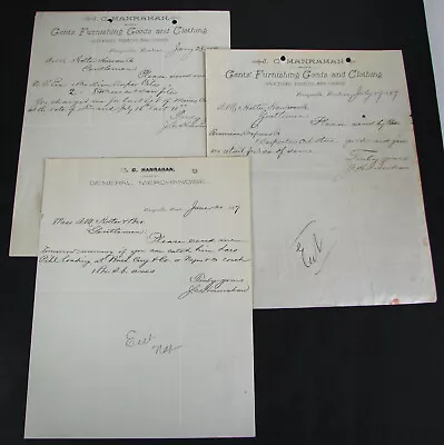 #216 - 3 Old MARYSVILLE MONTANA TERRITORY / JC HANRAHAN MERCHANDISE Letterheads • $9.95