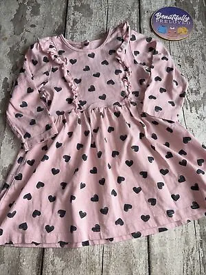 Baby Girls Love Heart Dress By Matalan Age 12-18 Months • £2