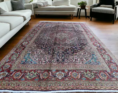 Vintage Hand Knotted Wool Area Rug 6'7 X 9'7 Semi Antique Oriental Carpet 7 X 10 • $1999