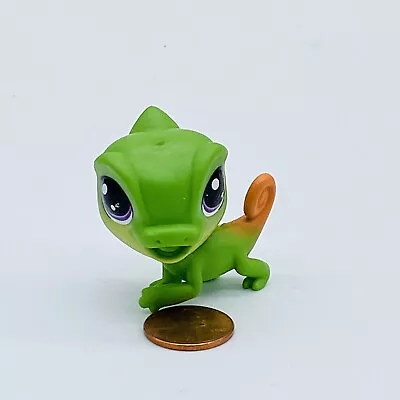 LPS Littlest Pet Shop Green Chameleon Lizard With Orange Tail & Purple Eyes 1-57 • $7.85