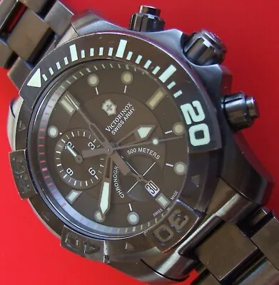 SUPER Rare SWISS ARMY Men's DIVEMASTER 500 CHRONOGRAPH~BLACK ICE CHRONO~BRACELET • $618