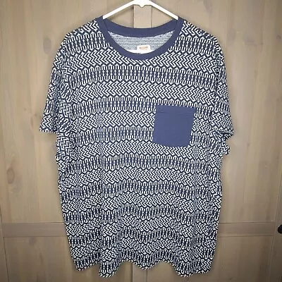 Mossimo Womens Shirt Top 2XL Blue White Chevron Print Short Sleeve Casual Basic • $6.90