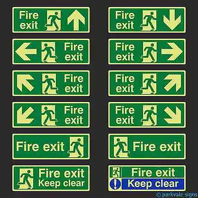 £2.40 • Buy Photoluminescent British Standard Fire Exit Signs (300mmx100mm) - FREE SHIPPING