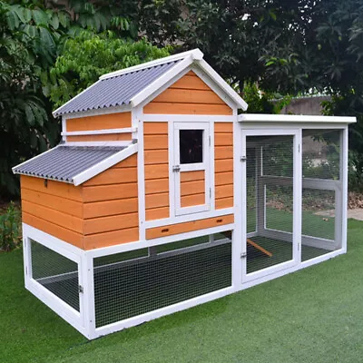 Large Chicken Coop Rabbit Hutch Guinea Pig Ferret Cage Hen House With Nesting Bo • $389