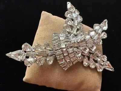 Vintage Kramer Spectacular Clear Rhinestone Floral Bouquet Statement Brooch Pin • $109