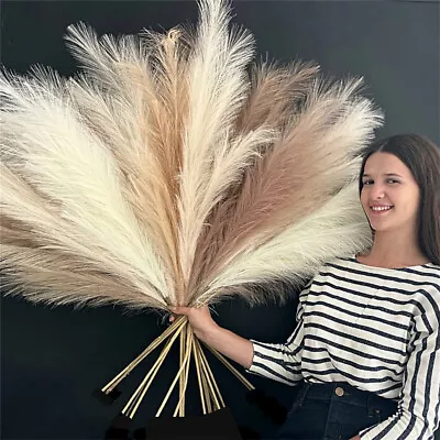 3/6/12PC Artificial Natural Dried Pampas Grass Flower Bunch Wedding Bouquet Deco • £8.91