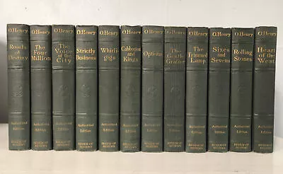 Set Vintage 1919  O Henry 12 Volumes Green Hardcovers With Gold Title Decor/Read • $40