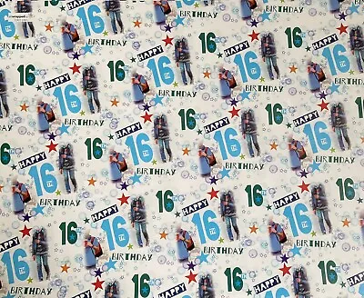 16th Birthday Gift Wrapping Paper With Gift Tag 2 Sheets Blue Numbers • £2.99