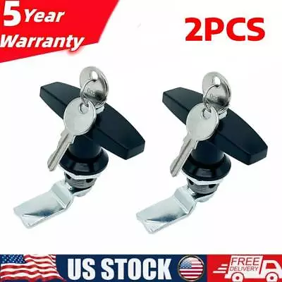 2x T-Handle Shell Door W/ Keys Truck Van Trailer Camper Cover Latch Cap Lock Lid • $21.99