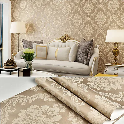 £9.94 • Buy Luxury European Damask Wallpaper 3D Embossed Textured Non-Woven Wall Paper Roll