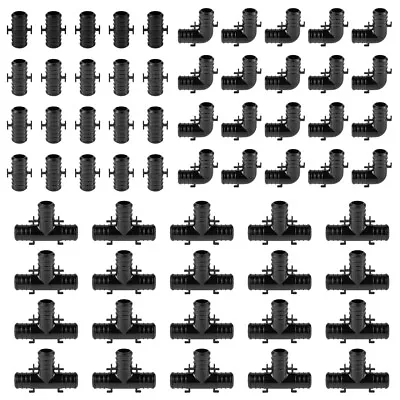 60 PCS Poly Crimp Pex  Fittings 1/2  Combo With Position Tab: Elbow Coupler Tee • $39.99