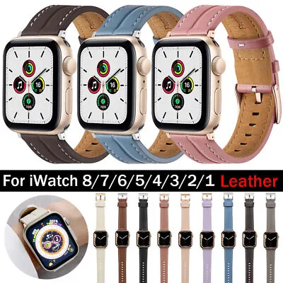 $19.99 • Buy Watch Band Leather Strap For Apple IWatch Series 8 7 6 5 4 3 SE 38 45 42 44/49mm