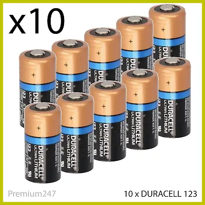 10 X Duracell Cr123 3v Lithium Photo Battery Dl123a/cr17345 Longest Expiry • £28.29