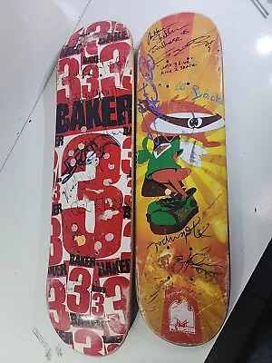 2 Signed Vintage Skateboard Decks Madrid Baker Multiple Signatures 90s? 2000s? • $112.49