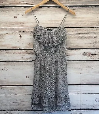 Skater Dress Moda Spaghetti Straps Elastic Waist Ruffled Size Small Petite S/P • $0.99