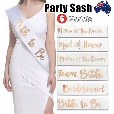 White Rose Gold Team Bride Hens Party Sash Sashes Night Bachelorette Bridal AU • $7.39