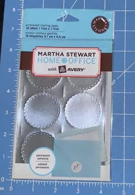 Martha Stewart Home Office Avery Embossed Mailing Seals Silver 18 Count 72455 • $6.99