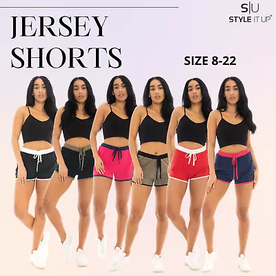 Womens Ladies Jersey Shorts Hot Pants Sweat Shorts Lounge Gym Summer Holiday • £6.99