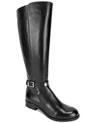 Michael Kors Women's Arley Riding Boots Black Leather Wide Calf Size 5.5 M • $162.50