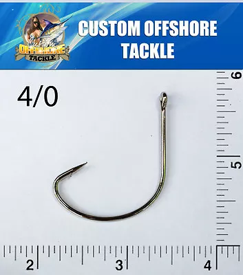 100 Size 4/0 Custom Offshore Tackle Offset Nickel Kahle Hooks Straight Eye • $16.55