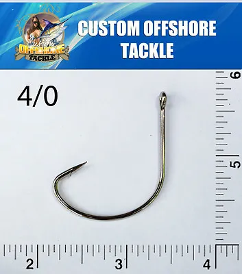 25 Size 4/0 Custom Offshore Tackle Offset Nickel Kahle Hooks Straight Eye • $5.75