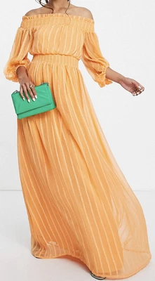 $20 • Buy ASOS Design Off Shoulder Maxi Dress With Blouson Sleeves