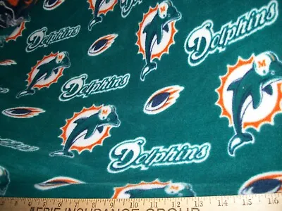 NFL Miami Dolphins Fleece Fabric 60  Wide Sold By The Yard BTY • $21.89