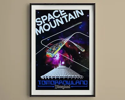 Space Mountain Disneyland Attraction Poster Print 1977 Vintage Disney Art Decor • $12