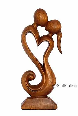 Wedding Anniversary Gift Wooden Hand Carved Abstract Love Heart Statue Sculpture • $45.99