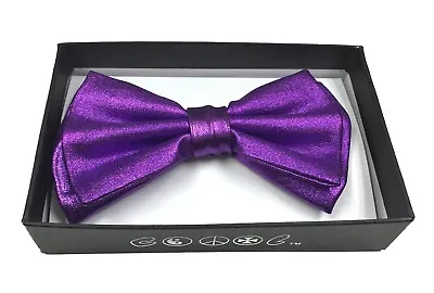 Purple Silk Metallic Men Women Bowtie  Clip-On Neck-wear Tuxedo Adjustable  • $7.99