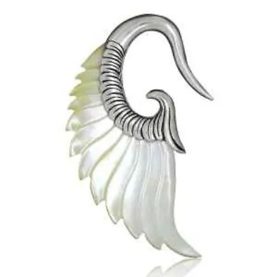 PAIR SILVER PLATED MOP SHELL EAR WEIGHTS EARRINGS 6g LARGE 2  3/4 INCH PLUG • $29.99