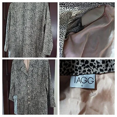 Women's Jacket TAGG Size 14 Brown Black Animal Print Party Wear Polyester • £10.99