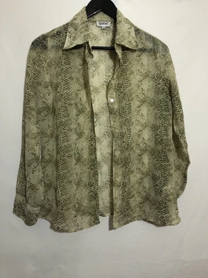 £4.99 • Buy Vintage Womens Boho Green Snakeskin Style Long Sleeved Blouse Shirt Top Size 10