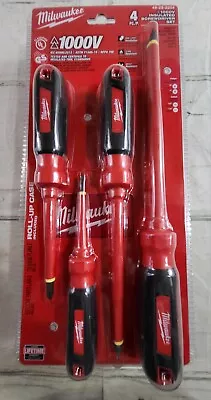 Milwaukee (48-22-2204) 4-Piece Insulated Screwdriver With Roll Pouch NEW • $28.99