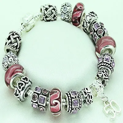 Womens Jewellery Pink Lilac Bracelet 16th 18th 21st 40th 50th 60th BIRTHDAY Gift • £10.99