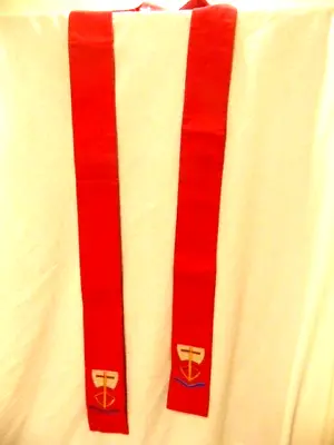 Red Silk Clergy /  Minister's Liturgical  Stole With Cross / Ship Symbol • $12.99