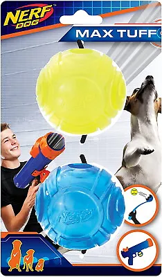 £10.49 • Buy Nerf Blaster Translucent Mega Tuff Sonic Ball Medium Dog Ball Toy - 2 Pack