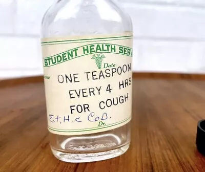 Vintage Medicine Bottle Cough Syrup | Student Health Services 4.25” • $20.80