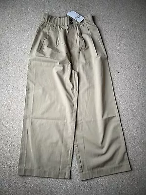 Zara Women’s Gabardine Trousers Size S Sandy Beige Slightly Cropped • £9.99