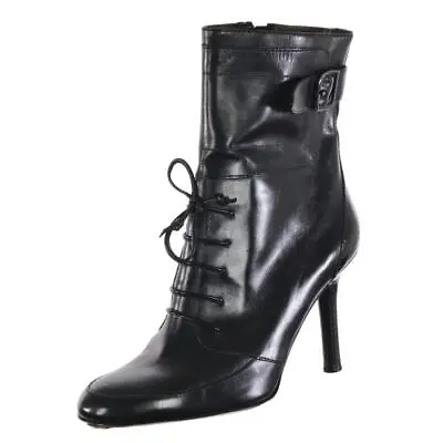 Worn 1x VIA SPIGA Ankle Boots Booties Stilettos Sz. 5.5 M Black Leather ITALY • $135