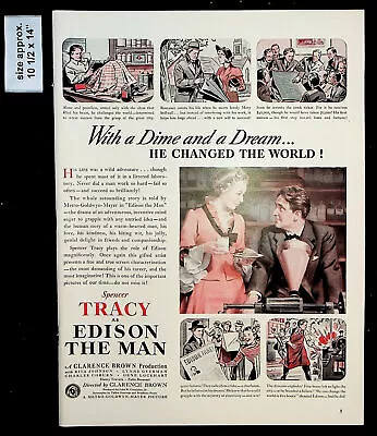 1941 MGM Edison The Man Film Spencer Tracy Rita Johnson Vintage Print Ad 35781 • $9.97