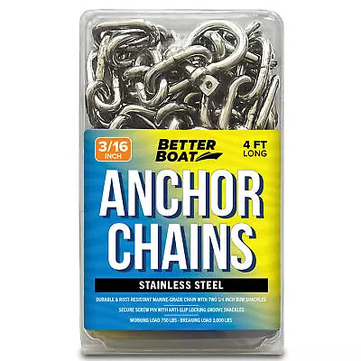 Stainless Steel Anchor Chain Boat Anchor Chain 4 Ft Chain 3/16  Width • $28.79