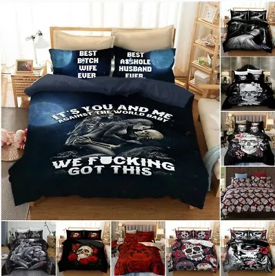 £20.89 • Buy Duvet Quilt Cover Gothic Skull 3D Bedding Set Single Double King Pillow Cases UK