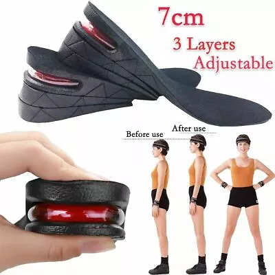 3-Layer Height Increase Elevator Shoes Insoles Heel Lifts 7cm For Men & Women. • $9.44